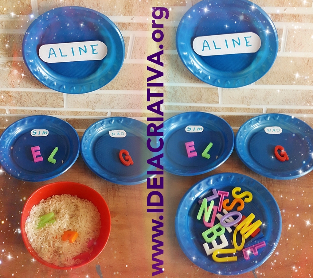 Jogo para trabalhar letras do nome da criança com material