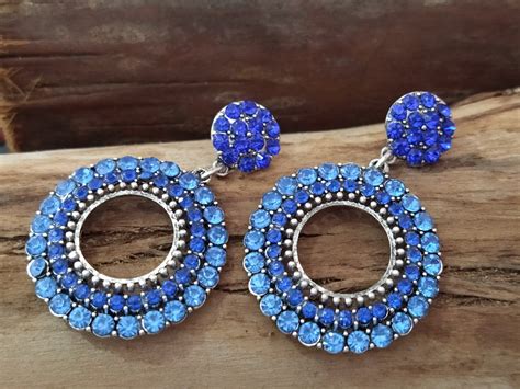 Comprar Brinco Comprido Azul Marinho Barato&nbsp;Preço