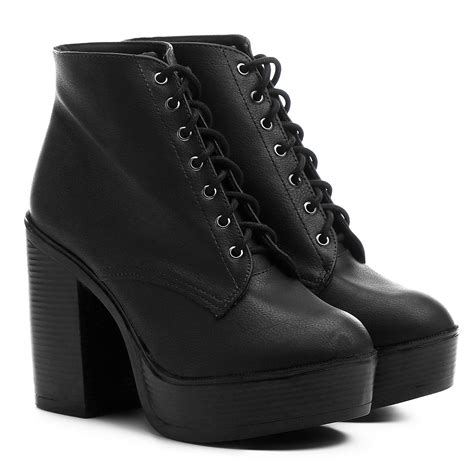 Comprar Bota Meia Preta Salto Grosso Barato&nbsp;Preço